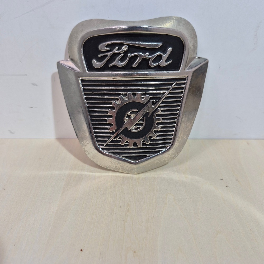 Ford Vintage Style Metal Wall Plaque Gear Lightning Bolt Logo Garage Decor 5.5in